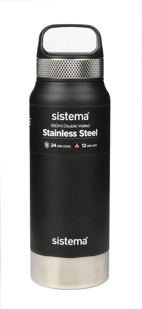 Termoflaske i rustfrit stål - 650 ml, Sort