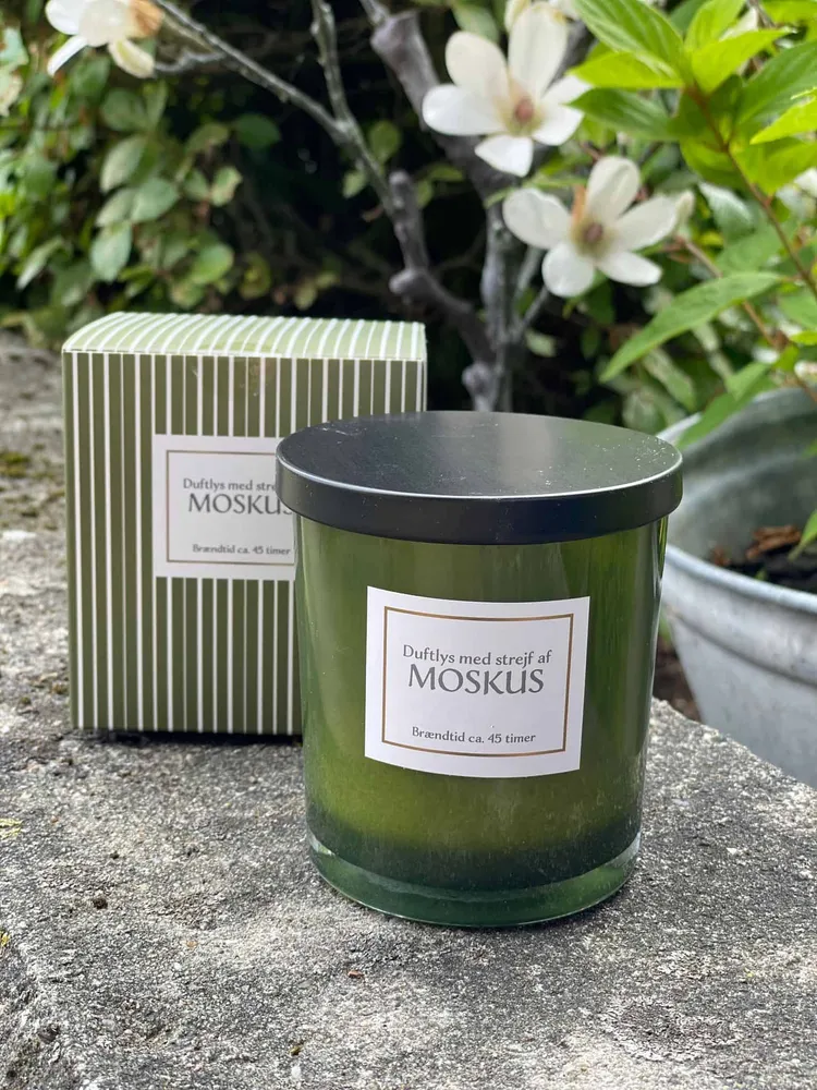 Duftelys - Moskus 45timer - Oliven farvet
