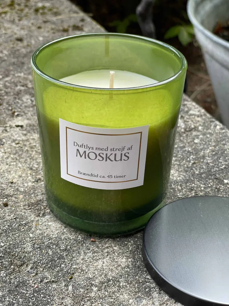 Duftelys - Moskus 45timer - Oliven farvet