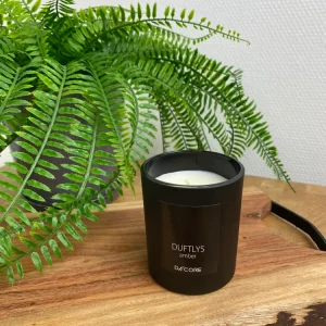 Duftlys - amber duft i sort glas