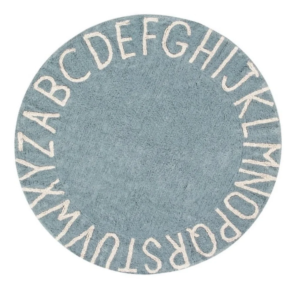 Lorena Canals Rund børnetæppe ABC Vintage Blue 150 cm