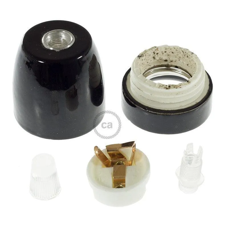 Porcelæn E27 Fatnings Kit Sort