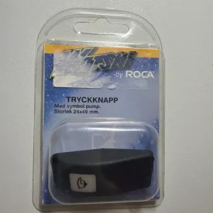 Watski Trykknap med Pumpe-symbol – 24 × 49 mm (Sort)