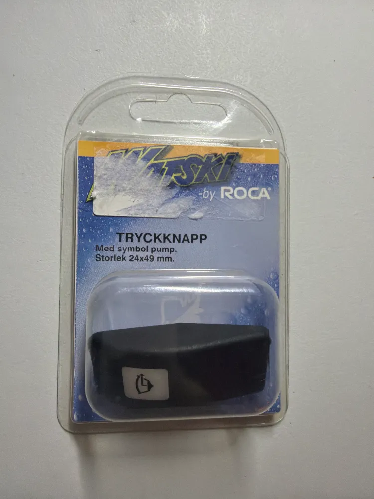 Watski Trykknap med Pumpe-symbol – 24 × 49 mm (Sort)