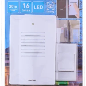 Grundig Trådløs Ringklokke med 16 Melodier – Nem Installation og Elegant Design