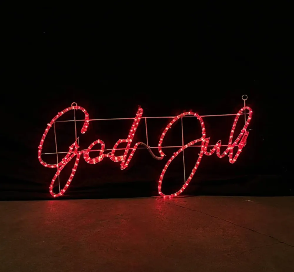 God Jul LED skilt - Rød 100x48 cm