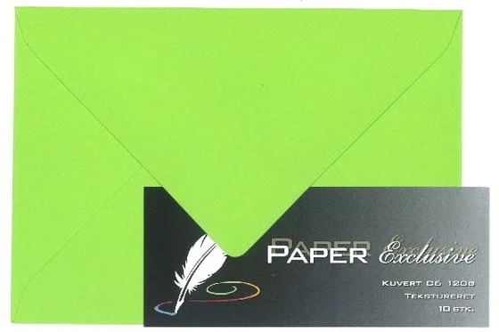 Kuvert C6 120g lime tekstureret 10stk.
