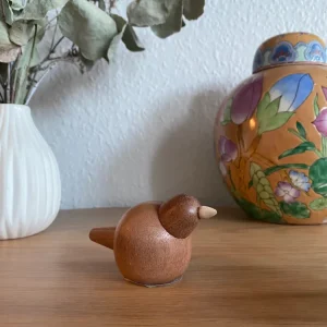 Fugl - H5 cm - mahogni brun
