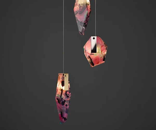 Bomma Fragments Pendant - Maxi Flamingo Mint / Brushed Gold