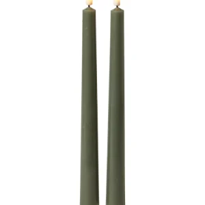 LED stagelys 2 stk. 28 cm - 3D flamme - mørk grøn