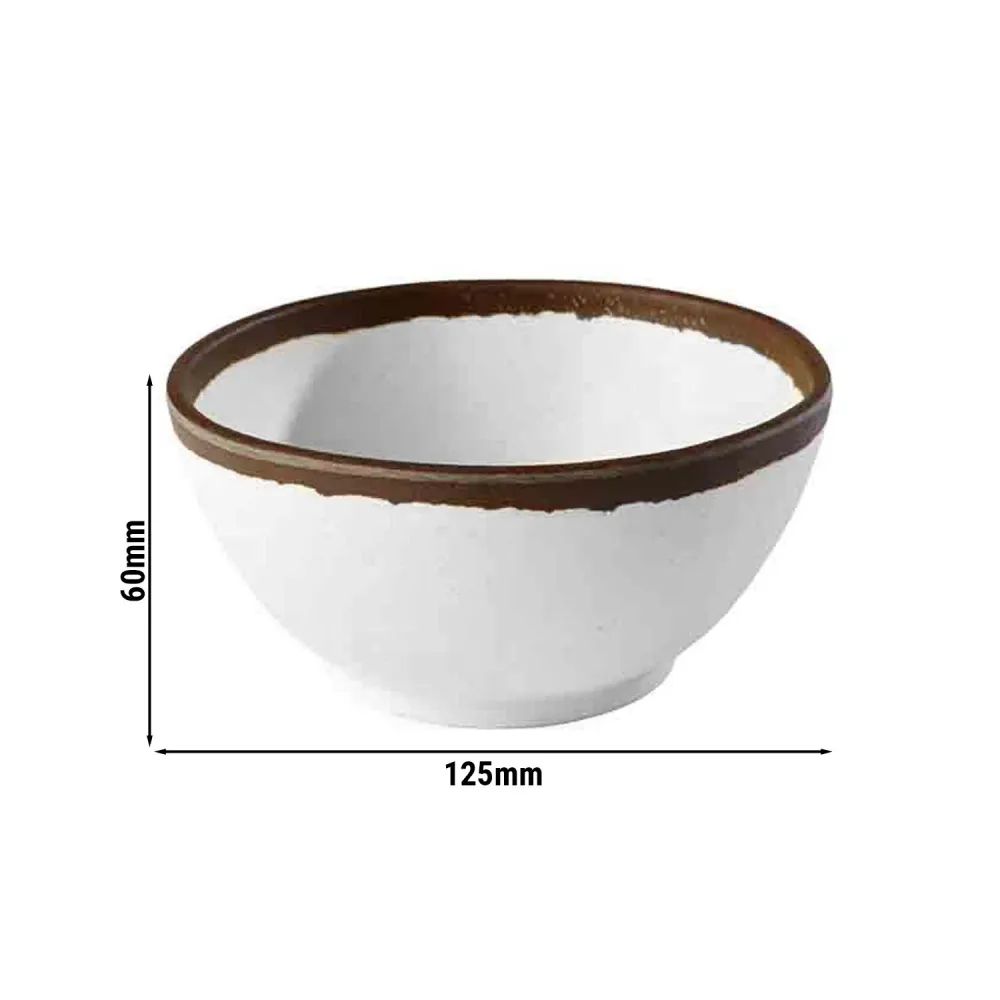 (6 stk.) Skål - CROCKER - melamin - 0,37 Liter - Ø 125 mm - hvid/brun
