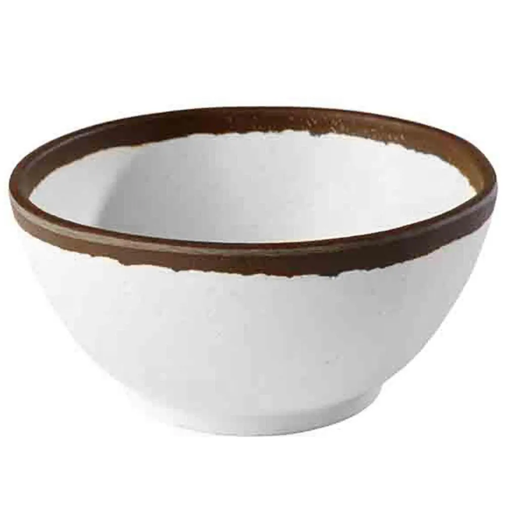 (6 stk.) Skål - CROCKER - melamin - 0,37 Liter - Ø 125 mm - hvid/brun