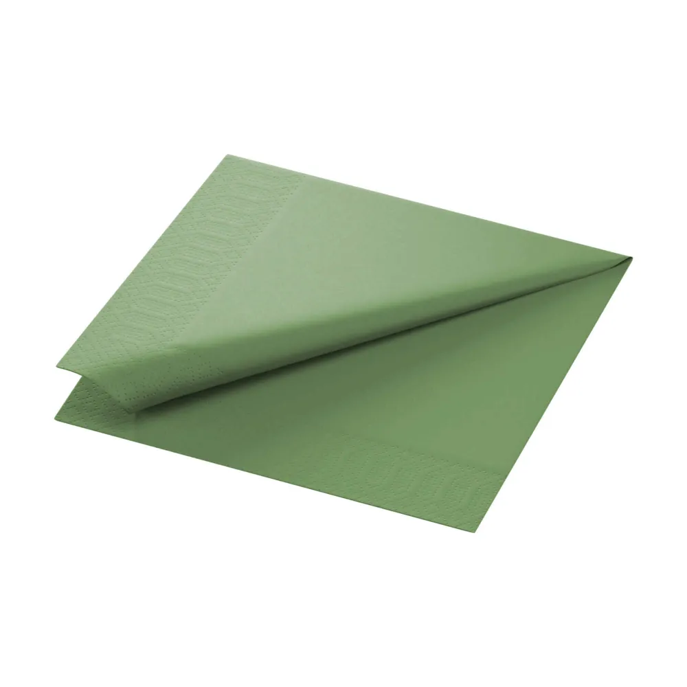 Middagsserviet, 1/4 Fold, 3-lags, 40x40, Leaf Oliven, Duni ( 125 stk )