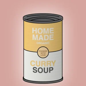 plakat: dåse med curry soup - bubble shell 60