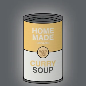 plakat: dåse med curry soup - graphic charcoal 60