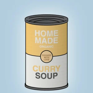 plakat: dåse med curry soup - heavenly azure 60