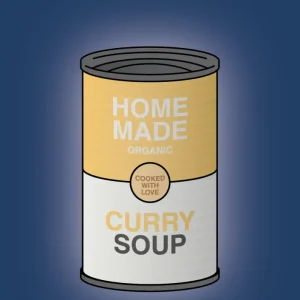 plakat: dåse med curry soup - lapis cobalt 60