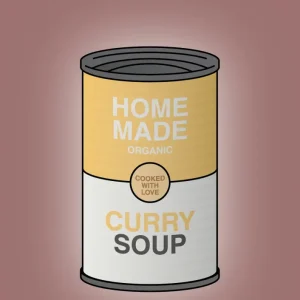 plakat: dåse med curry soup - plum 60