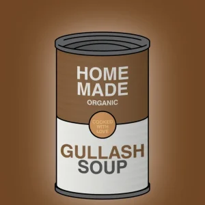 plakat: dåse med gullash soup - dark chokolade 60