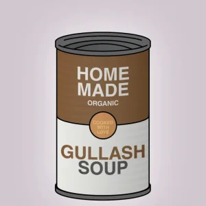 plakat: dåse med gullash soup - dusty lilac 60