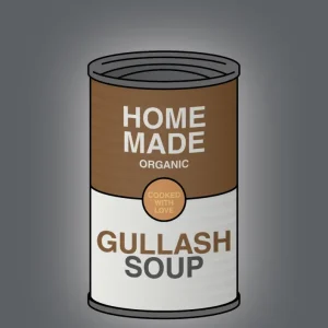 plakat: dåse med gullash soup - graphic charcoal 60