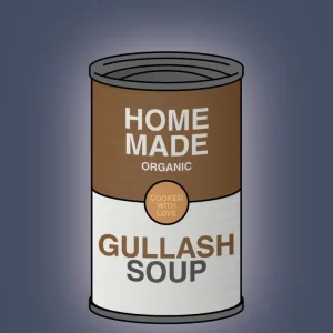 plakat: dåse med gullash soup - petrol 60