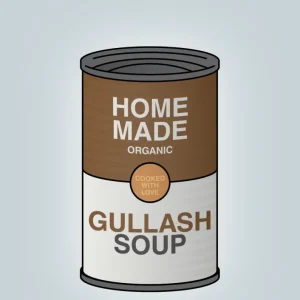 plakat: dåse med gullash soup - portable drizzle 60