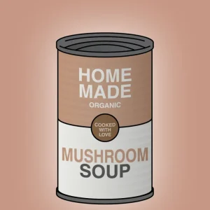 plakat: dåse med mushroom soup - powder 60