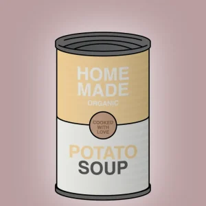 plakat: dåse med potato soup - airy rose 60