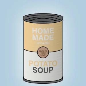 plakat: dåse med potato soup - heavenly azure 60