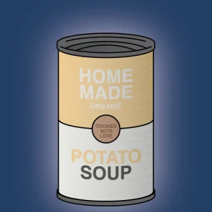 plakat: dåse med potato soup - lapis indigo 60