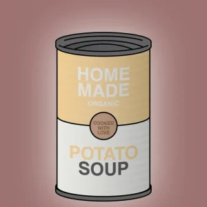 plakat: dåse med potato soup - plum 60
