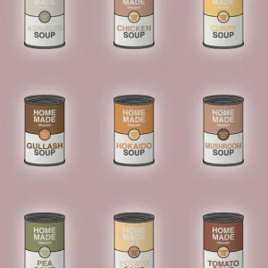 plakat: forskellige dåser med soup - airy rose 60