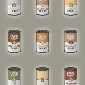 plakat: forskellige dåser med soup - battleship tin 60