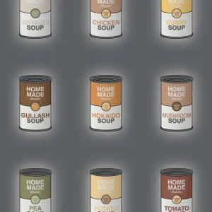 plakat: forskellige dåser med soup - graphic charcoal 60