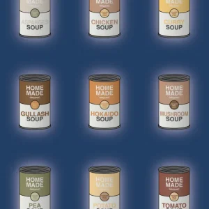 plakat: forskellige dåser med soup - lapis navy 60