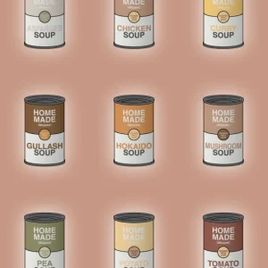 plakat: forskellige dåser med soup - powder 60
