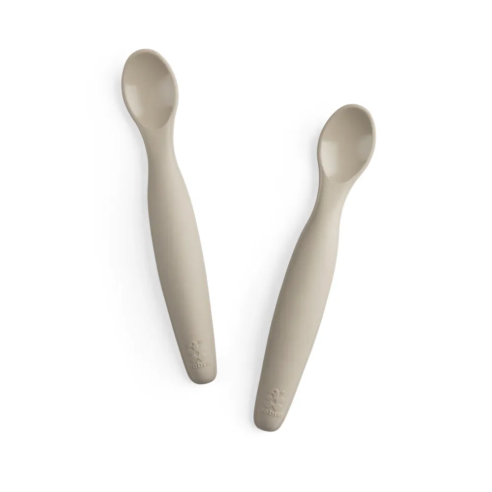 Silicone spoon adjust, long - Sebra Eat - Jetty beige