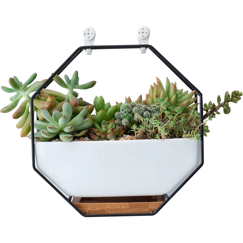 Nordic Understated Geometric Wrought Iron Flower Pot Set Black