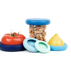 Sæt med fem genanvendelige Food Savers i silikone fra Food Huggers, Ice Cobalt