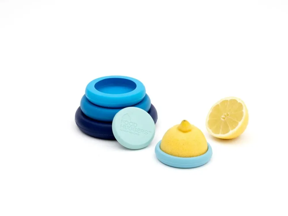 Sæt med fem genanvendelige Food Savers i silikone fra Food Huggers, Ice Cobalt