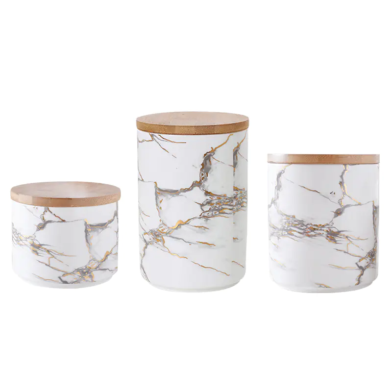Nordic Marble Pattern Ler Storage Jar Lid S