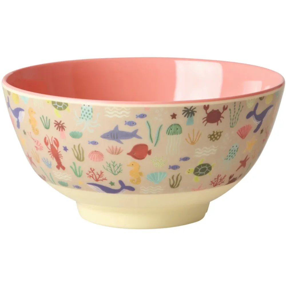 Rice Melamin Skål Med Apricot Ocean Print - Medium - 700 Ml