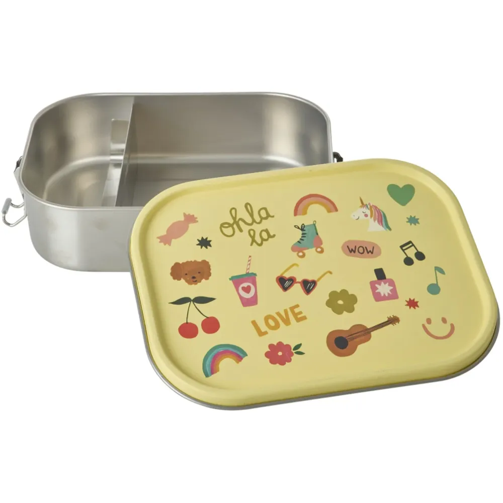 Rice Unicorn Love Print Rustfrit Stål Madkasse Med bevægelig Opdeler Rummelig 1400 Ml