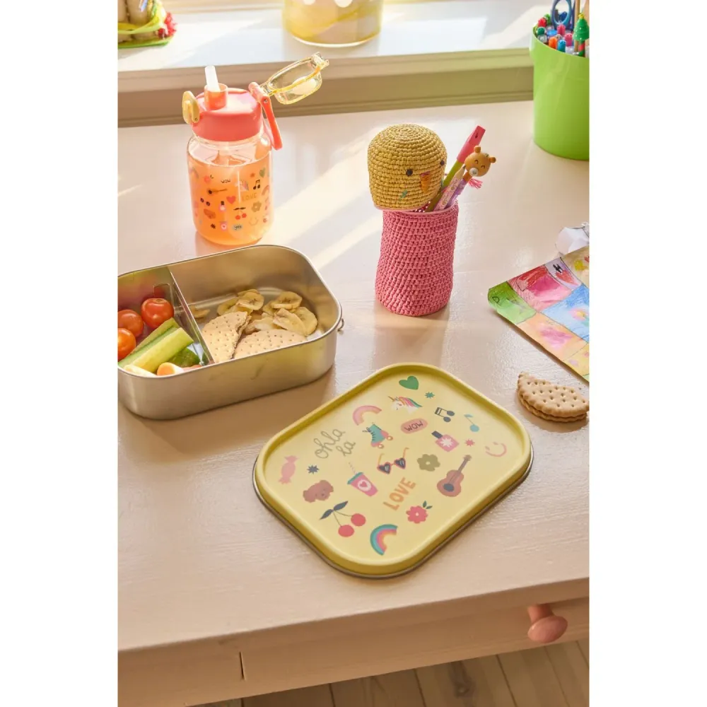 Rice Unicorn Love Print Rustfrit Stål Madkasse Med bevægelig Opdeler Rummelig 1400 Ml