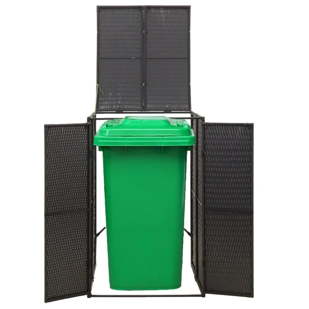 Skraldespandsskjuler 70X80X117 Cm Polyrattan Sort
