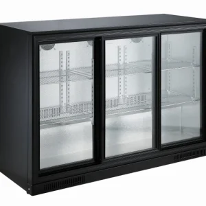 Backbar køler sort 3 skydedøre