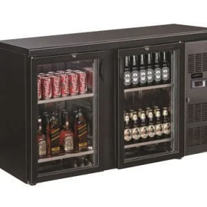 Bar-køler – 2 glasdøre, sort