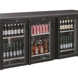 Bar-køler – 3 glasdøre, sort