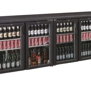 Bar-køler – 4 glasdøre, sort